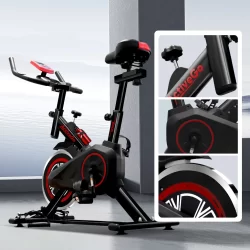 Bicicleta Ergométrica com Volante 6kg Silenciosa para Casa com Cordas de Resistência, Monitor Cardíaco e Porta-garrafa
