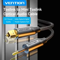Vention Porta Quadrada De Fibra Óptica Para Cabo De Áudio De Redonda De 3.5 Mm Hi-Fi Toslink Com Suporte Dolby DTS PCM E