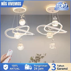 Lustre Controle Remoto Moderno Lustre De Teto De Alto Brilho De Luxo Nórdico LED De 3 Cores De Luz Pendente 110V-220V