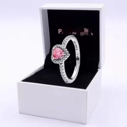 Anel De Amor Rosa De Prata Esterlina S925 Para Presente De Casamento De Proposta Feminina
