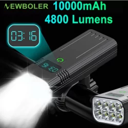 NEWBOLER 4800 Lumens Luz de bicicleta 10000 mA impermeável Luz de bicicleta ultra brilhante dianteira