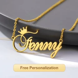 Vnox Nome Personalizado Colar De Placa De Para Mulheres Corrente De Aço Inoxidável Ouro Princesa BFF Jóias