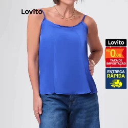 Lovito Regata Feminina Casual Alcinha Fina de Cetim  LB274BRL303