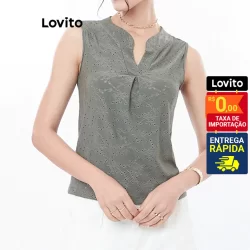 Lovito Regata Feminina Casual com Textura e prega frontal LB162BRL191