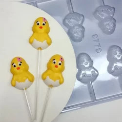 Forma Especial Pirulito Ovotinho Pintinho 9776 em Acetato BWB Bombom e Doces de Chocolate e Confeitaria Doceira