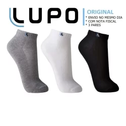 Kit 3 Pares Meia Lupo Soquete Cano Curto Masculina Algodão