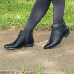 Bota Botinha Feminina Cano Baixo Bico Fino Silva&Silva Couro Preto