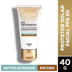 Protetor Solar Facial L'Oréal Paris UV Defender Antioleosidade Cor Escura FPS 60, 40g