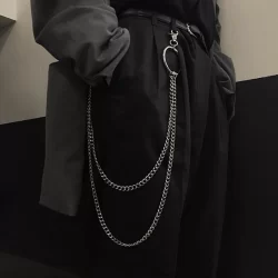Punk Rock Metal Pants Waist Chain Homens Corrente Cintura Mulheres Porta-Chaves Big Ring Carteira Jeans Unisex