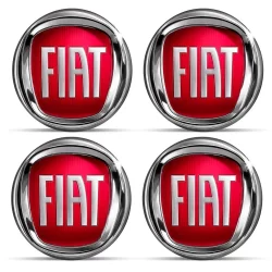 Jogo 4 Emblema Adesivo Calota Fiat Vermelho 48mm Resinado