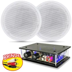 Kit 2 Caixas Redondas Teto Gesso Pvc Amplificador Rca 40w