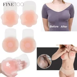 FINETOO 1-6Pairs Capa De Mamilo Lavável À Prova D'água Push Up Sutiã Invisível De Silicone Adesivo De Peito