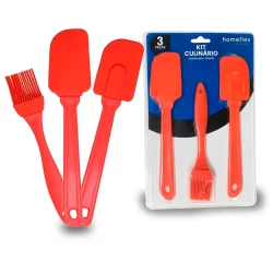 Kit Culinário Espátula Pincel 3 Peças Silicone