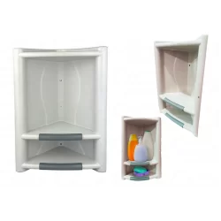 Cantoneira De Canto Suporte Grande Para Banheiro PVC Shampoo Sabonete Cinza