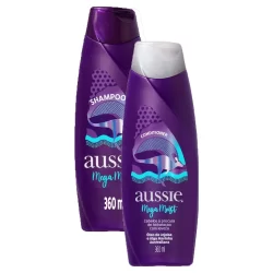 Kit Shampoo Aussie Mega Moist Super Hidratação 360ml + Condicionador Aussie Mega Moist Super Hidratação 360ml