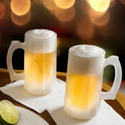 Kit 2 Canecas Zero Grau Chopp E Cerveja Em Vidro 350ml De Congelar