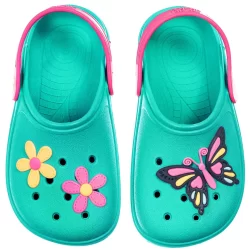 Babuche Infantil Sandália Feminina Menina Bebe Criança Antiderrapante Borracha Flor Borboleta Colorido Moda Blogueira Chinelo Calce Fácil Confortável Macio Leve