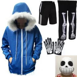 Undertale Sans Skull Cosplay Casaco De Jogo Capuz Azul Camisola