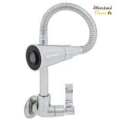 Torneira Cozinha Gourmet PAREDE Tubo Flexível Cone Inox DUPLO Jato LUXO