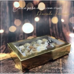 10 Caixas P/ 24 Doces Presente C/Visor Ouro Laminada 23.5X17.5X4 Kb6 (Kb)