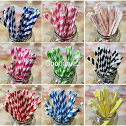 kit 50 a 250 Canudos De Papel Colorido Biodegradável 6mm Drinks Bebidas Festas Vintage 20cm //
