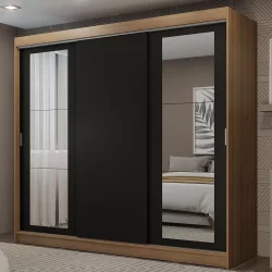 Guarda-Roupa Casal Madesa Kansas 3 Portas de Correr com Espelhos 3 Gavetas