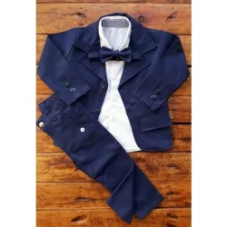 Conjunto roupa Camisa manga longa com calça e blazer, acompanha gravata borboleta infantil social