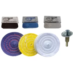 Kit Polimento 7 Peças Furadeira  Inox Moto Massa Rodas
