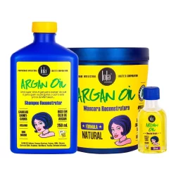 Kit Lola Cosmétics Reconstrução Argan Oil - Shampoo e Máscara de Reconstrução e Óleo Capilar