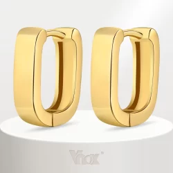 Brinco Vnox Em Forma De U Altamente Polido , Brincos Hipoalergênicos De Aço Inoxidável Banhado A Ouro