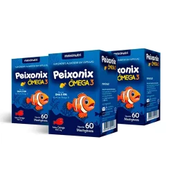 Kit 3 Peixonix Ômega 3 Infantil Mastigável Cereja 60 Cápsulas Maxinutri