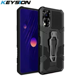 KEYSION Capa Armadura Anti-Impacto Para Infinix Hot 11S NFC Silicone Macio PC Metal Clip Traseiro Note 11 Pro