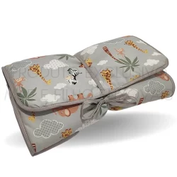 Trocador de Fralda Portátil Bebê Bebe Impermeável Dobrável Safari Cinza Acolchoado Bolsa com Bolso Menino Menina