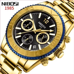 NIBOSI Relógio Masculino Original De Aço Inoxidável À Prova D'água