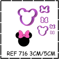 CORTADOR Kit  Minnie Cabeça e Lacinho 5cm / 3cm MOLDULAR PASTA AMERICANA BISCUIT PLA