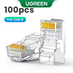 UGREEN 50 Pcs RJ45 Cat6 Conector Passar Através De Plugue Ethernet Cabo Crimpador De Rede LAN Cristal