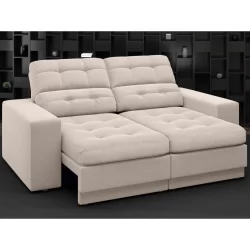 Sofá Jobim 1,70m Assento Retrátil e Reclinável Velosuede Areia - NETSOFAS