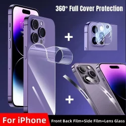 Película Hidrogel De Cobertura Completa 360 Para iPhone16 Pro Max 15 14 11 12 13 Pro Max mini 14plus Protetor De Vidro Da Lente Câmera Traseira