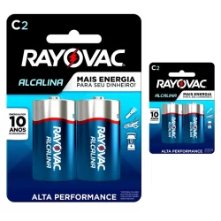 Pilha Alcalina C Rayovac Bateria Média LR14 kit 4 unidades