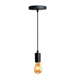 Luminária Pendente Soquete Industrial Retrô Aluminio Preto