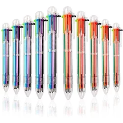 24 Pcs Canetas Esferográficas Multicoloridas 0,5mm 6 Em 1 , Divertidas Para Festas Infantis De Volta À Escola Material Escolar Retrátil