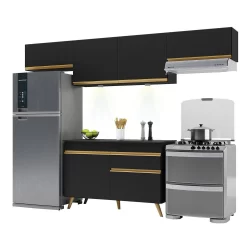 Cozinha Compacta 4 peças com Leds MP2022 Veneza Up Multimóveis Preta
