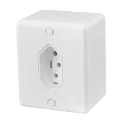 Tomada Quadrada Sobrepor 10A 250V 2P+T Branca Finesse Blux