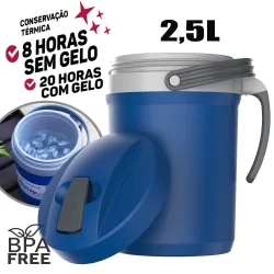 Jarra Térmica Azul Suco Novo Fliptop 2.5L Não Pinga Termolar
