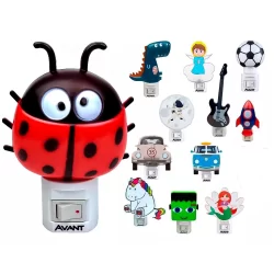 Luz Noturna Infantil Baixa Luminosidade Personagens Led Abajur Tomada 1W Amarela Decoração