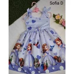 Vestido infantil Sofia Luxo ajustavel tematico festa aniversario