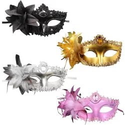 Máscara Fantasia Flor e Strass Festa Baile De Gala Show Eventos Feiras Cores M755