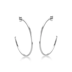 Brinco de Argola Fina Média De Tarraxa Aço Inox Hipoalérgico