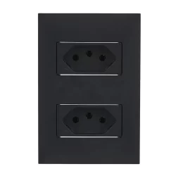 Conjunto 2 Tomadas Horizontal 10a 4x2 Black Satin Recta BLux