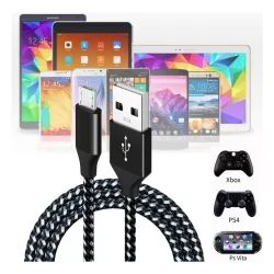 Cabo Reforçado Turbo 3m Micro-usb V8 Celular Controle Ps4 Xbox Dados